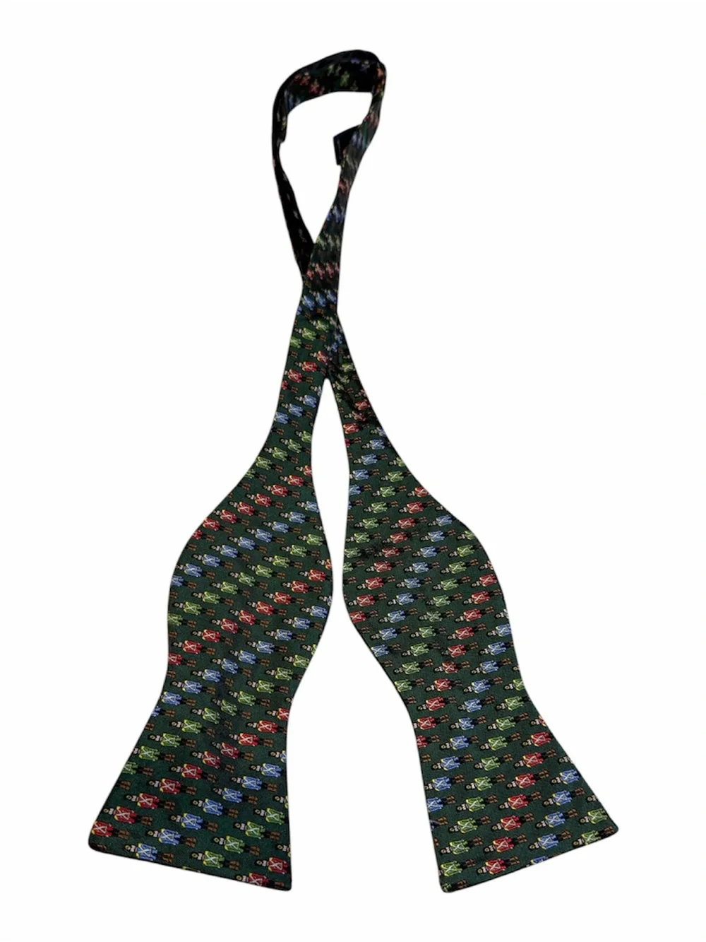 Daniel Cremieux Green Silk Toy Soldier Print Novelty Self Tie Bow Tie